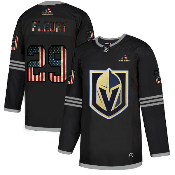 Vegas Golden Knights #29 Marc-Andre Fleury Adidas Men Black USA Flag Limited NHL Jersey